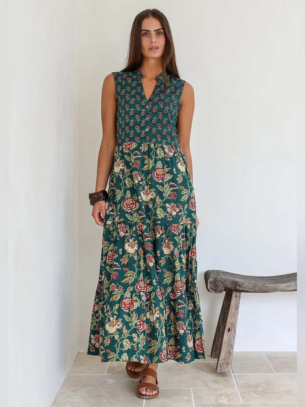 NWT Karma East Boho Tiered Maxi Dress Wild
Garland Sz M